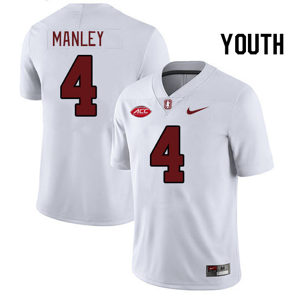 Youth #4 Zahran Manley Stanford Cardinal 2024 ACC Conference College Football Jerseys Stitched-White